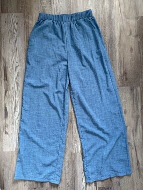 SHEIN Blue Wide-Leg Elastic-Waist Pants